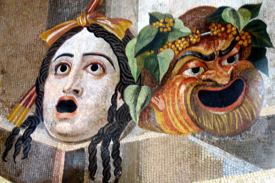 A mosaic depicting theatrical masks, 2nd century B.C. 